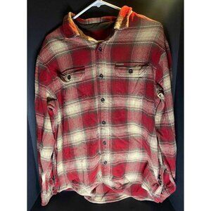Orvis Shirt Mens XL Red Flannel Jacket Shacket Overshirt Plaid